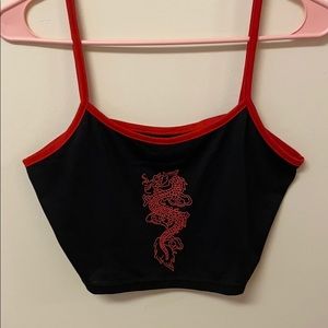 cropped black tank top